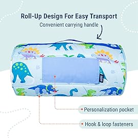 Wildkin Kids Original Nap Mat - Cozy Kids Sleep Mat with Pillow, Ideal for School & Travel - Dinosaur Land