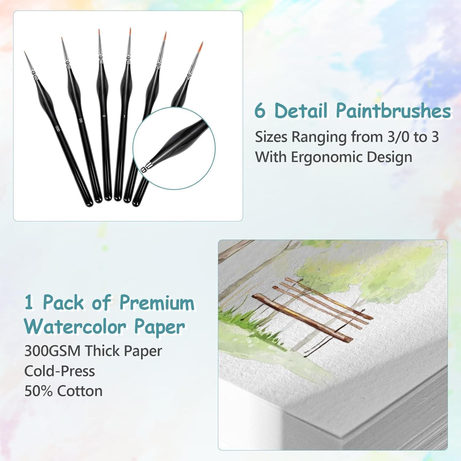 Set di pittura ad acquerello con 50 colori, latta di metallo e strumenti a pennello per pratica artistica domestica, schizzi di viaggio e pittura all'aperto