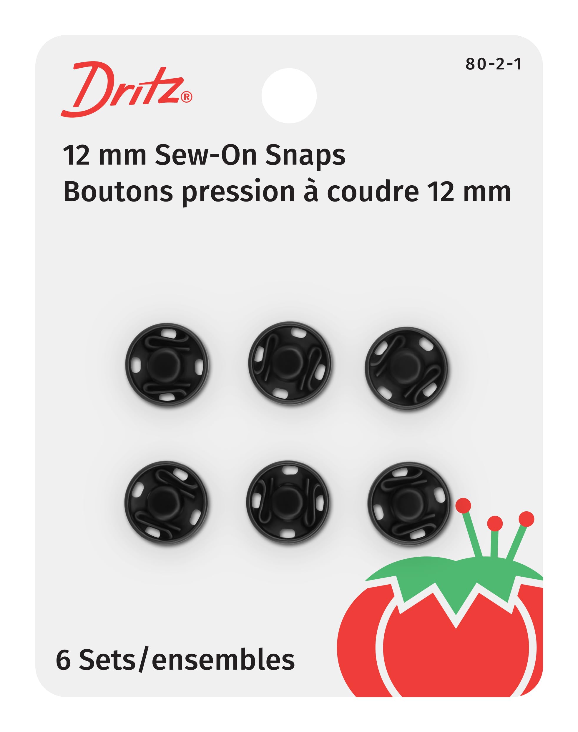 Dritz Sew-On Snaps - Black - Size 2-6 Ct.