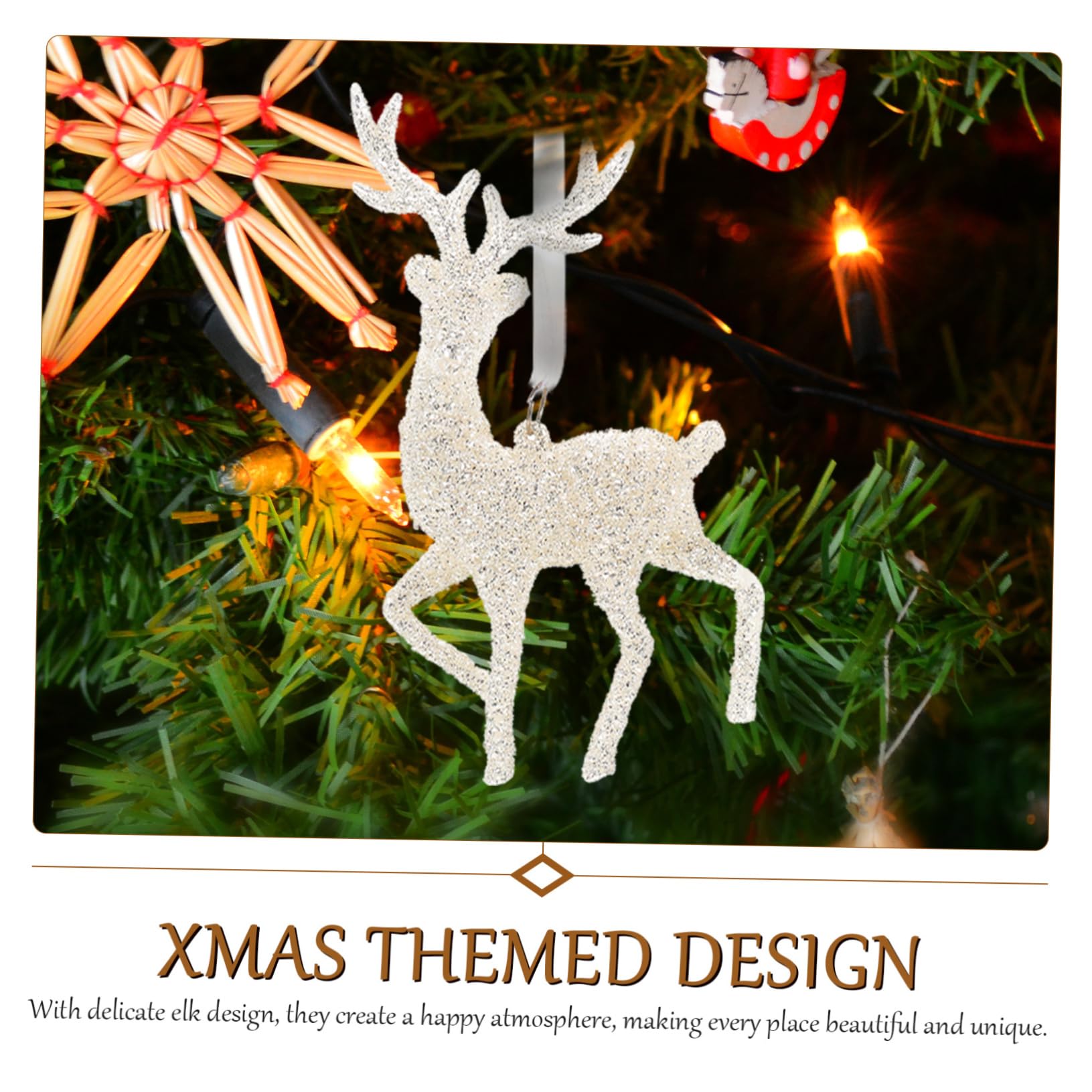 Decorazioni Natalizie 4 Pezzi Pendenti Renna in Pvc Delicati per Decorazioni Facili da Appendere a Casa e Feste di Natale