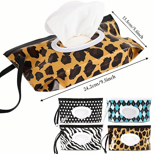 Miniatura 2 de FEBSNOW Paquete de 4 dispensadores de toallitas para bebés, soporte portátil recargable, contenedor de toallitas para bebés, bolsa reutilizable de