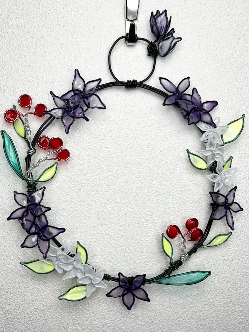 大きな春いっぱいリース ワイヤークラフト ディップアート 壁飾り