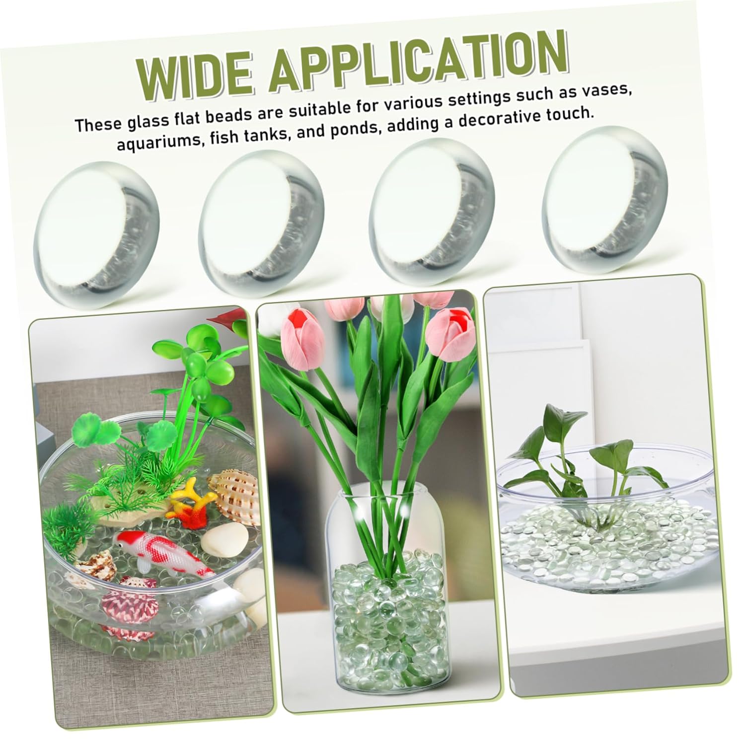 400pcs Clear Flat Glass Marbles for Decorative Use for Fish Tanks Crafts and Centerpieces Durable Beads for Home Decor and Floral Arrangements