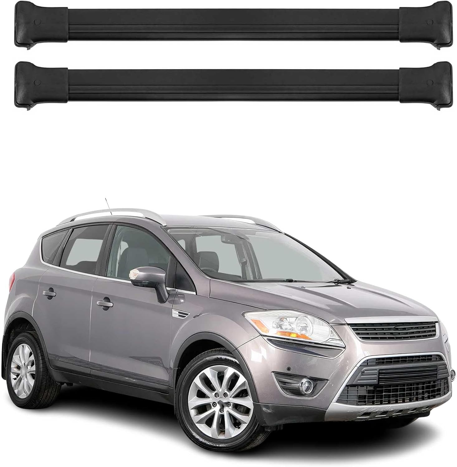 OMAC Roof Rack Cross Bars for Ford Escape 2008-2012 Lockable 165Lbs Aluminium Black 2Pcs fits Cargo Carriers Kayak Canoe Bike Snowboard