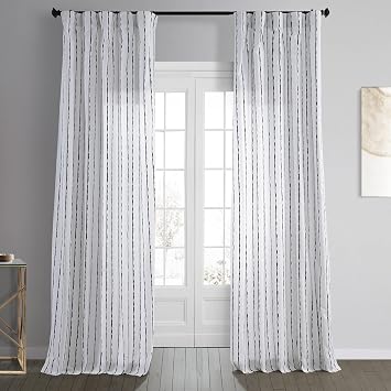 HPD Half Price Drapes Abstract Striped Printed Curtains 108 Inches Long Luxury Cotton Curtains 1 Panel Room Darkening Window Curtains for Bedroom & Living Room, 50W x 108L, White & Black Striped