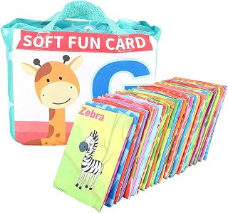 Children's Washable Cloth Book with 26 English Letters, Soft Polyester Learning Toy for Toddlers, Early Educational Interactive Alphabet Book with Storage Bag for Home