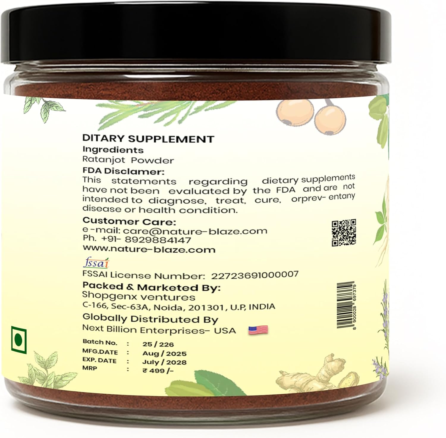 Ratanjot Alkanna Tinctoria Alkanet Powder | Pure & Natural | Fine Powder for Wellness Support | No Additives Jar Pack 150Gm / 5.2 Oz
