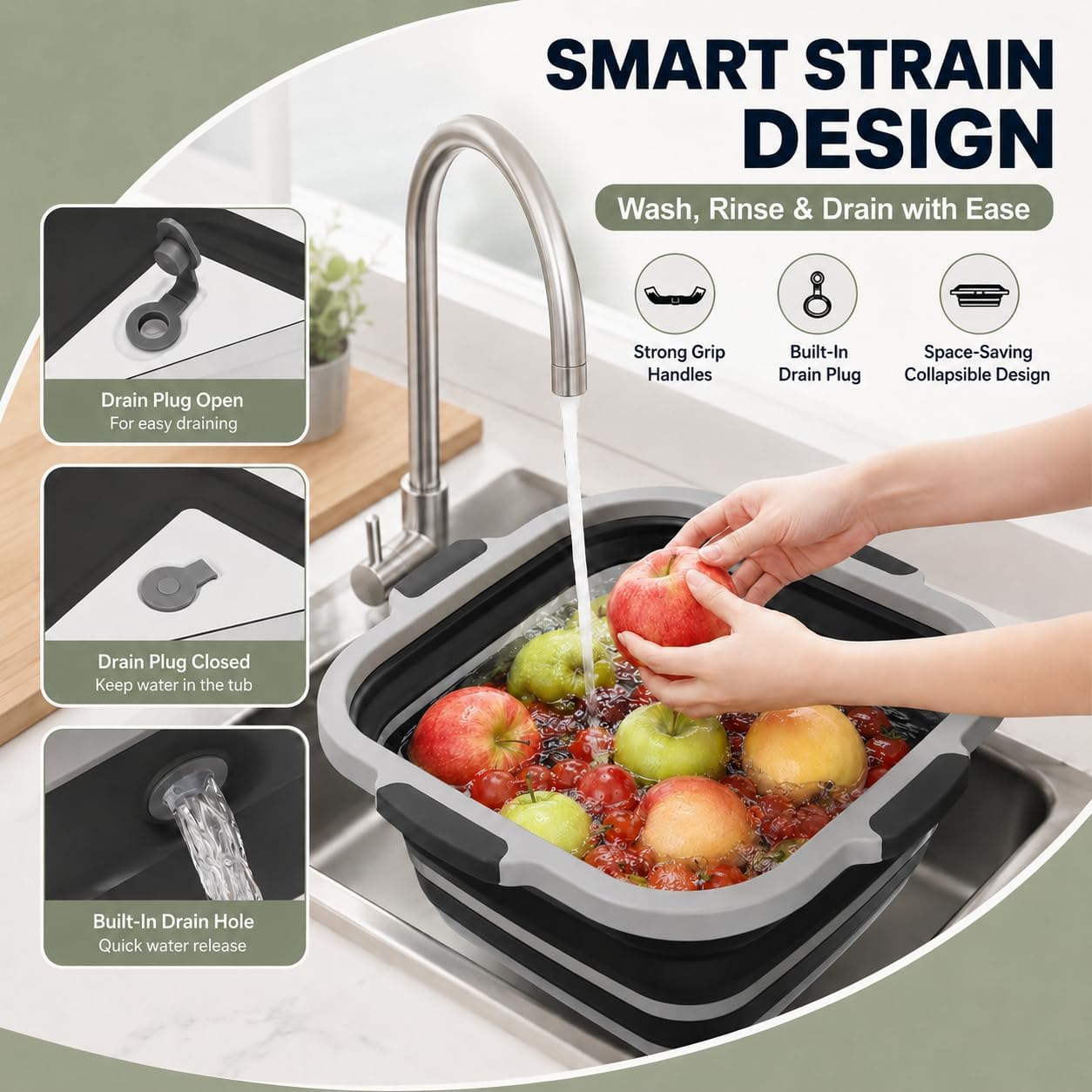 Collapsible BBQ Prep Tub for Meal Prep, Marinating & Food Storage, BBQ Tub Collapsible with Meat Rest Blanket Cutting Board Lid, Folding Wash Basin, Includes 2 Meat Shredder Claws.(Black) image 5