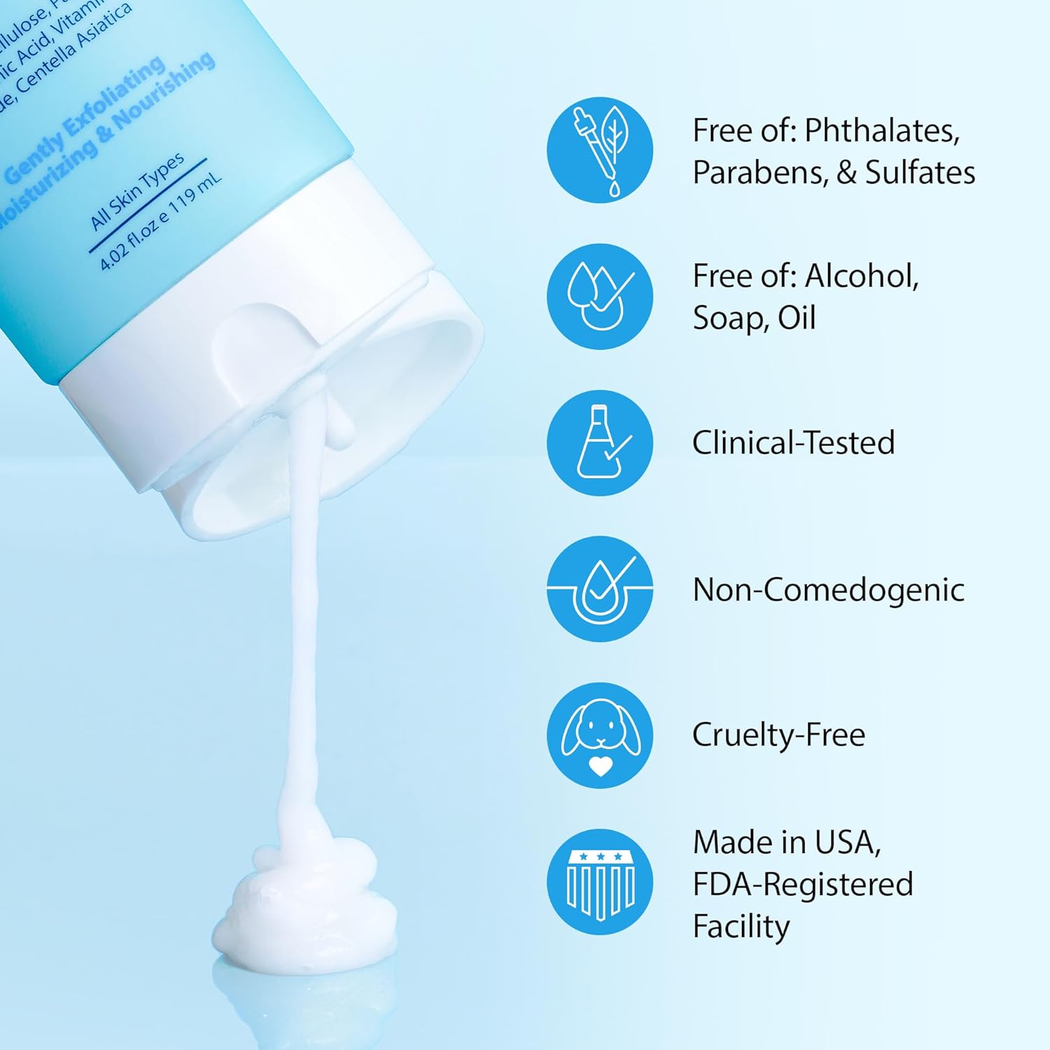 Ebanel Brightening Peeling Gel with Cotton Cellulose, Rice, Papaya, Centella, Hyaluronic Acid for Face and Body, Gentle Exfoliating Face Scrub Gel Peel Wash, Deep Pore Cleanser Minimizer Exfoliator - Image 8