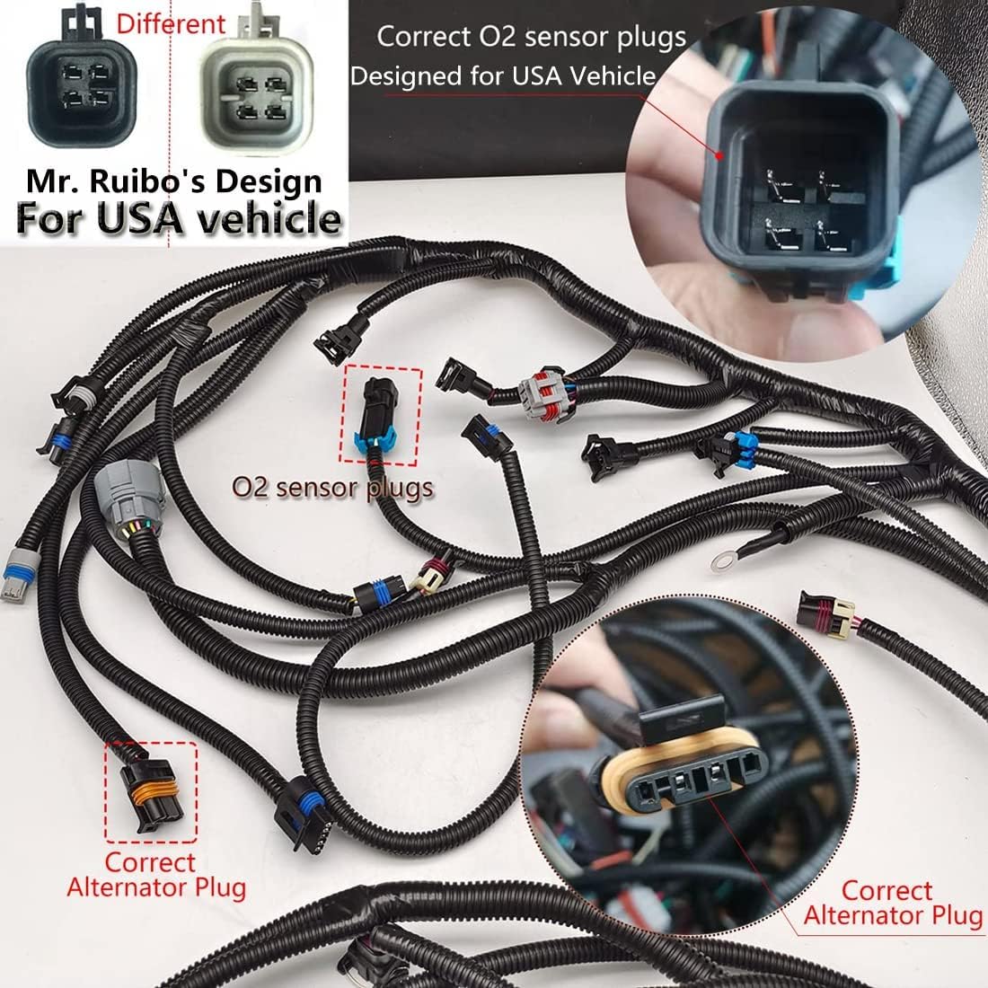 LS Wiring Harness Drive by Cable 5.3, ls Stand Alone Wiring Harness 4L60E DBC,for 1997-2006 LS1 4.8L 5.3L 6.0L, EV1 - Syringe Plug and 3 pin MAF