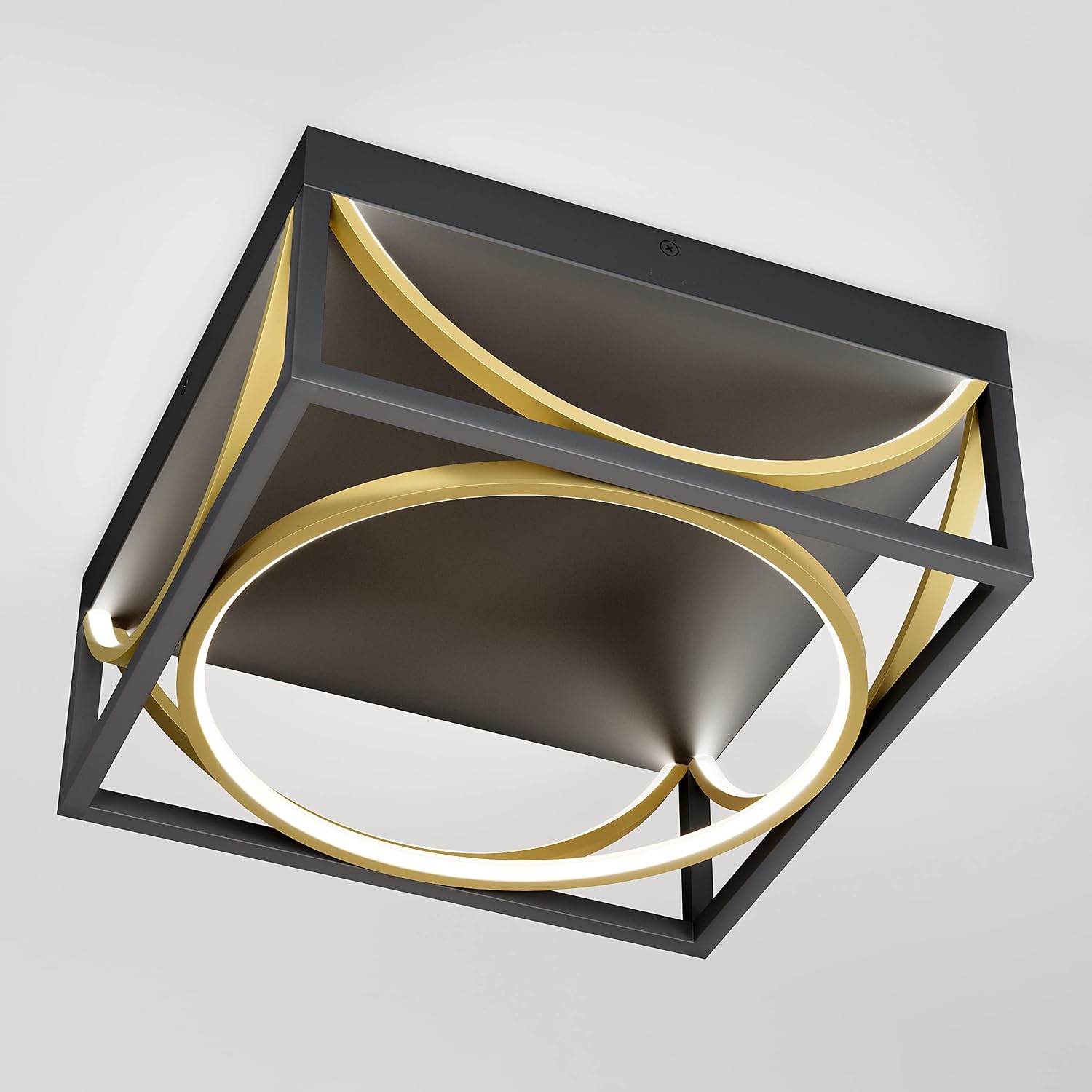 Artika Luxury LED-Integrated Flushmount Ceiling Light Fixture, Black and Gold