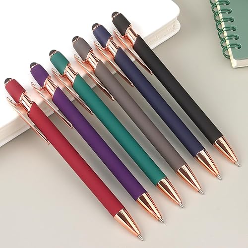 Miniatura 6 de Paquete de 6 bolígrafos retráctiles 2 en 1 con punta capacitiva, lápiz capacitivo de metal para pantallas táctiles, tinta negra de 0.039 pulgadas, 6