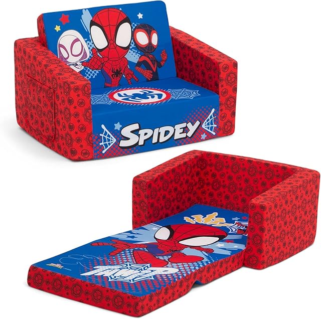 Marvel Spidey and His Amazing Friends Cozee Flip-Out Chair - 2-in-1 Convertible Chair to Lounger for Kids by Delta Children