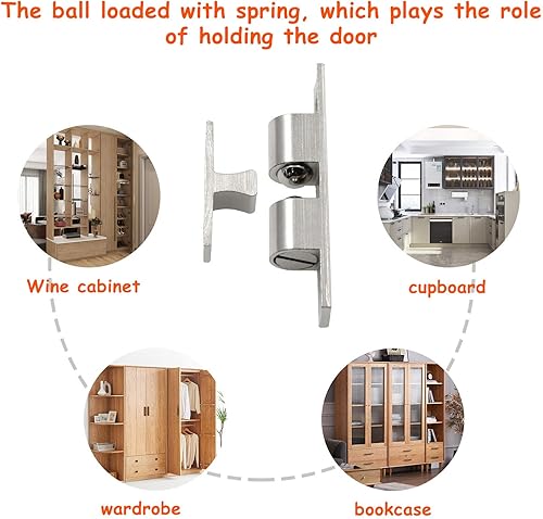 Miniatura 10 de Jiozermi 12 pestillos de retención de rodillo de tensión de doble bola de 2 pulgadas  1.969 in, accesorios de latón macizo con tornillos para