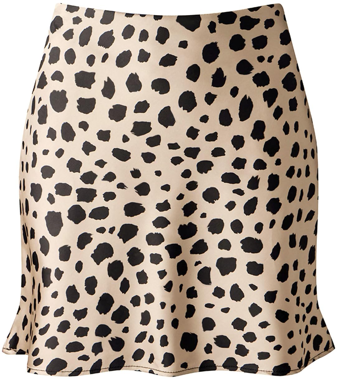 Reaowazo Mini Skirts for Women Satin High Elastic Waist Ruffle Bodycon Short Skirt