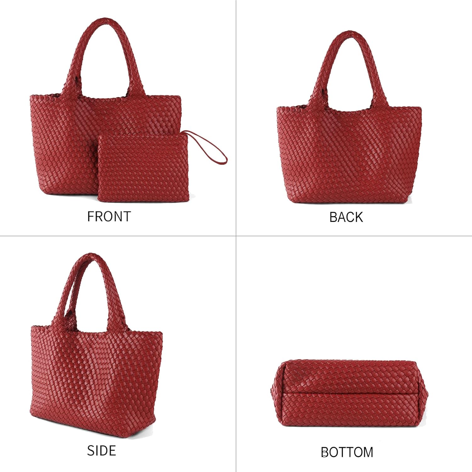 SporGenius Woven Tote Bag for Women, Vegan Leather Handwoven Bags with Small Purse, Large Braided Purses Top Handle Handbags - Image 3