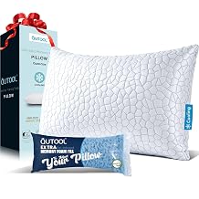 QUTOOL Cooling Pillow for Sleeping, CertiPUR-US Shredded Memory Foam Queen Pillow Set of 1, Cool Pillow for Hot Sleepers Adjustable Firm Pillow for Side, Back, Stomach Sleepers Soft Yet Support, White