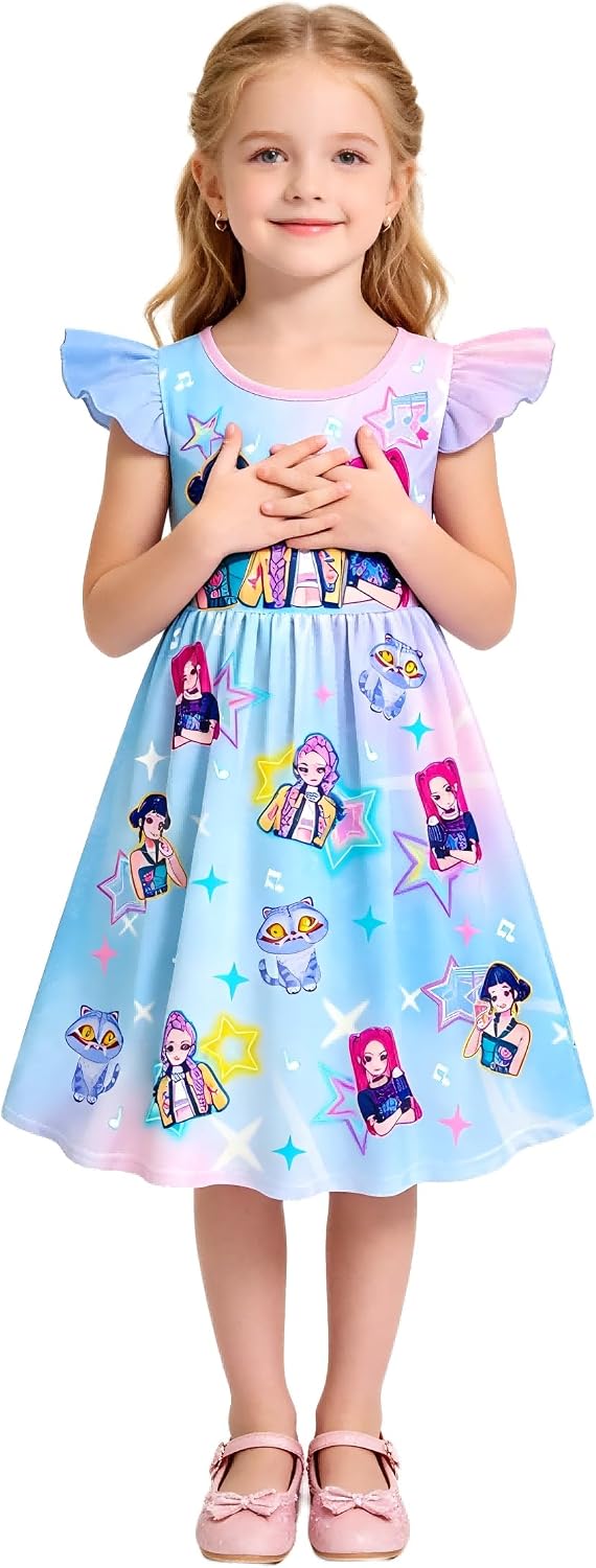Kids Girls Fancy Dress Novetly Dresses Cute Merch 4-12 Years