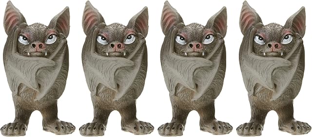 Nemesis Now Fang Gothic Wings Closed Bat Figurine, 9.1cm (Set of 4), Grey, U5053R0