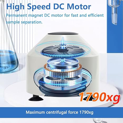Lab Centrifuge, Electric Compact Benchtop Centrifuge with 6 * 10ml Tubes, 0-60min Timer, 0-4000rpm Speed Adjustable, Portable Centrifuge Machine for Lab School Science Separation of Samples