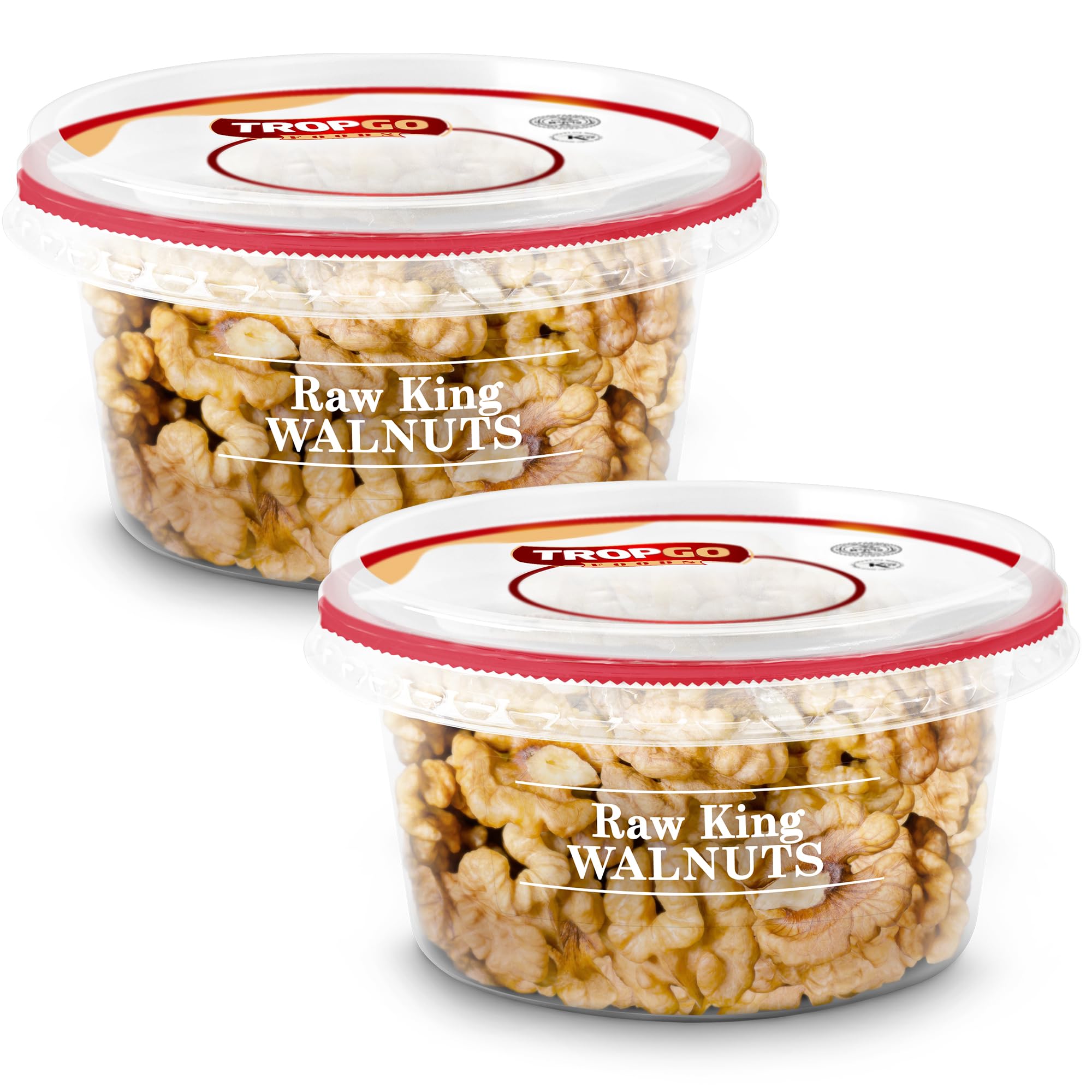 Tropgo Raw King Walnuts 120g - Whole Food Unsalted Nuts in a Resealable and Recyclable Tub - High Protein and Fibre Rich Vegan Snack - Ideal Healthy Vegan Keto Snack for All Ages (2-Pack)