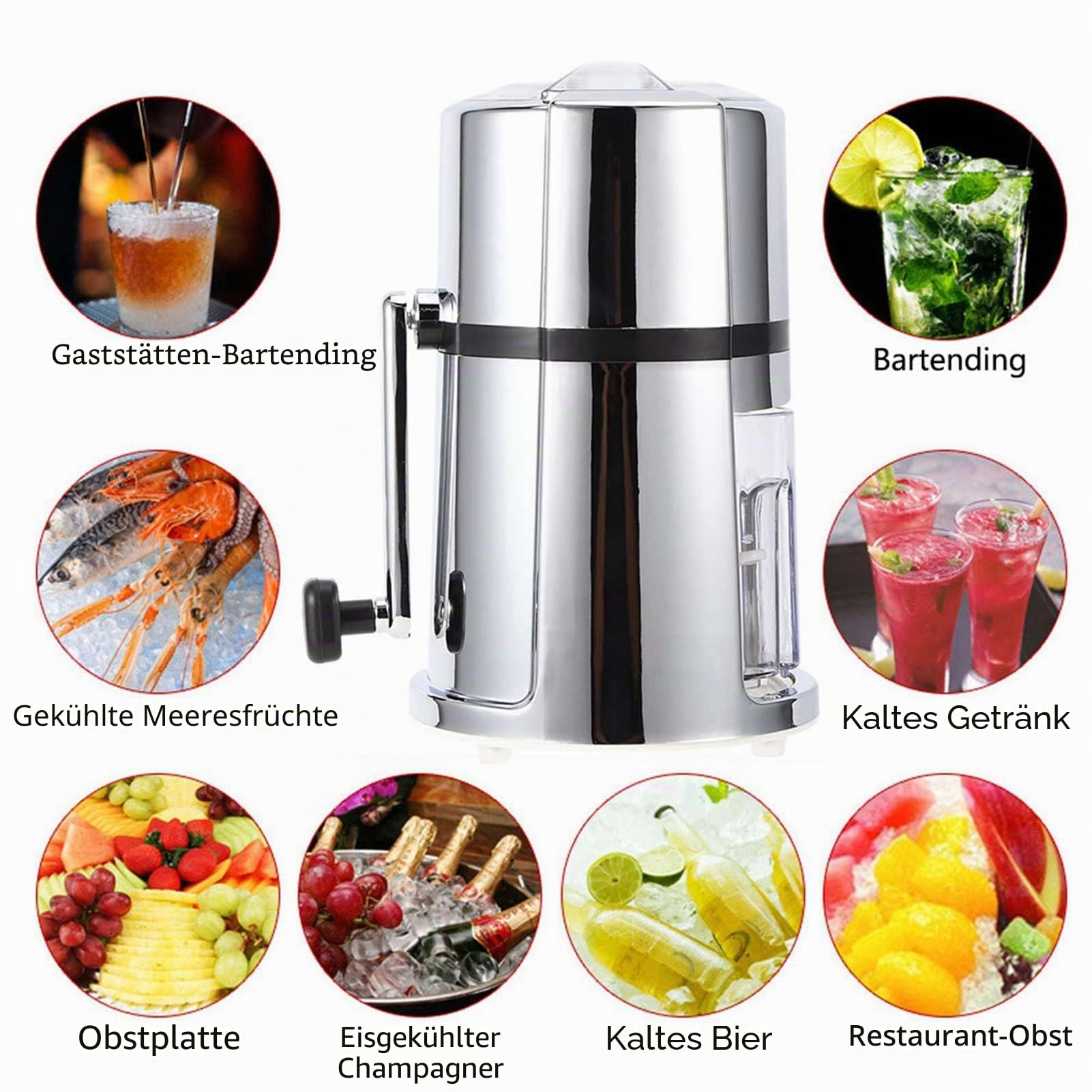Crushed ice Maker,Handheld Eiscrusher, Eiszerkleinerer und Crushed Eismaschine Eiszerkleinerer Handheld Crushed Eiszerkleinerer mit Edelstahlklinge Eiszerkleinerer, Kunststoff und Edelstahl