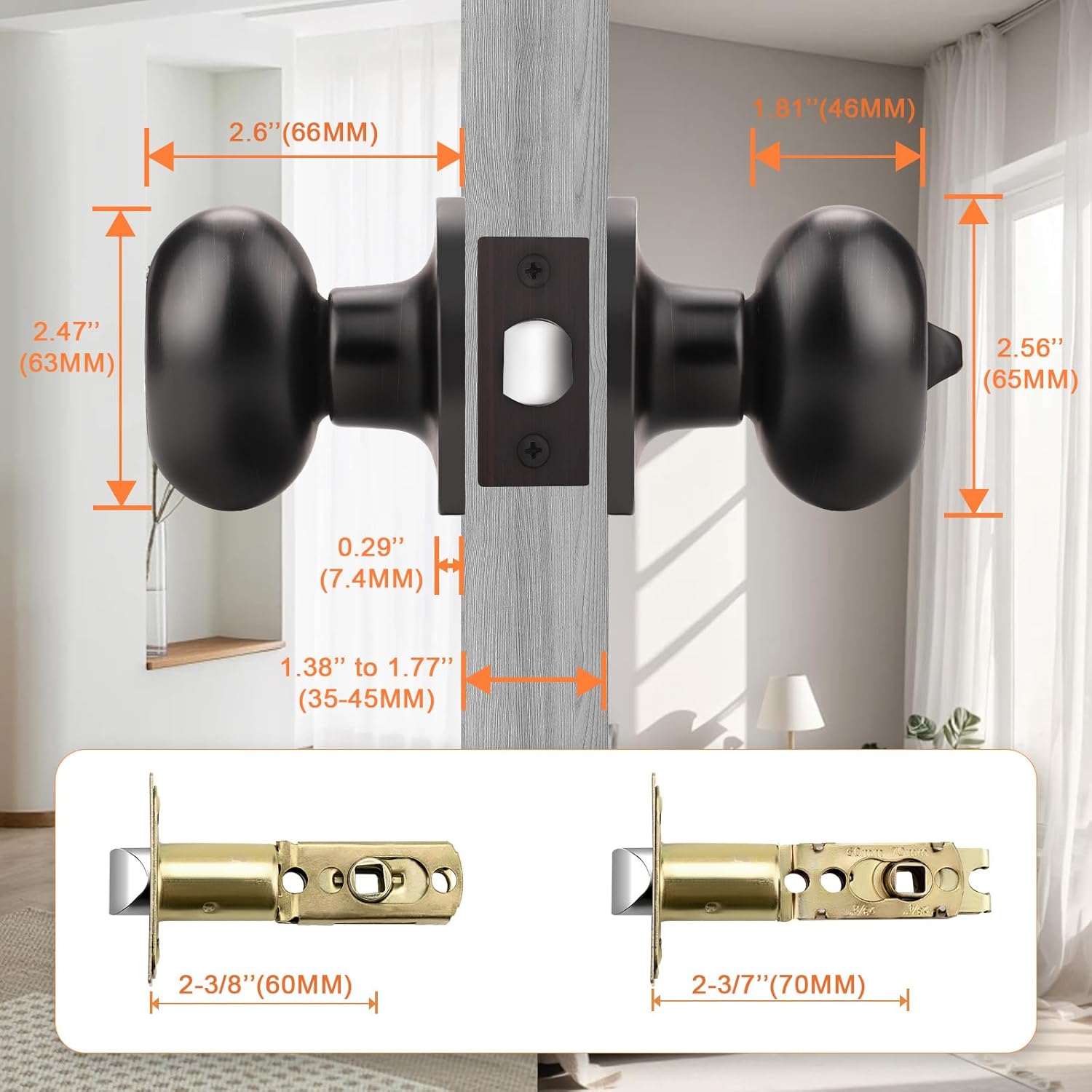 Gobrico 10 Pack Oval Privacy Door Knobs with Oil Rubbed Bronze Finish Egg Shaped Door Knobs for Bedroom Bathroom Stainless Steel Door Knobs and Handles