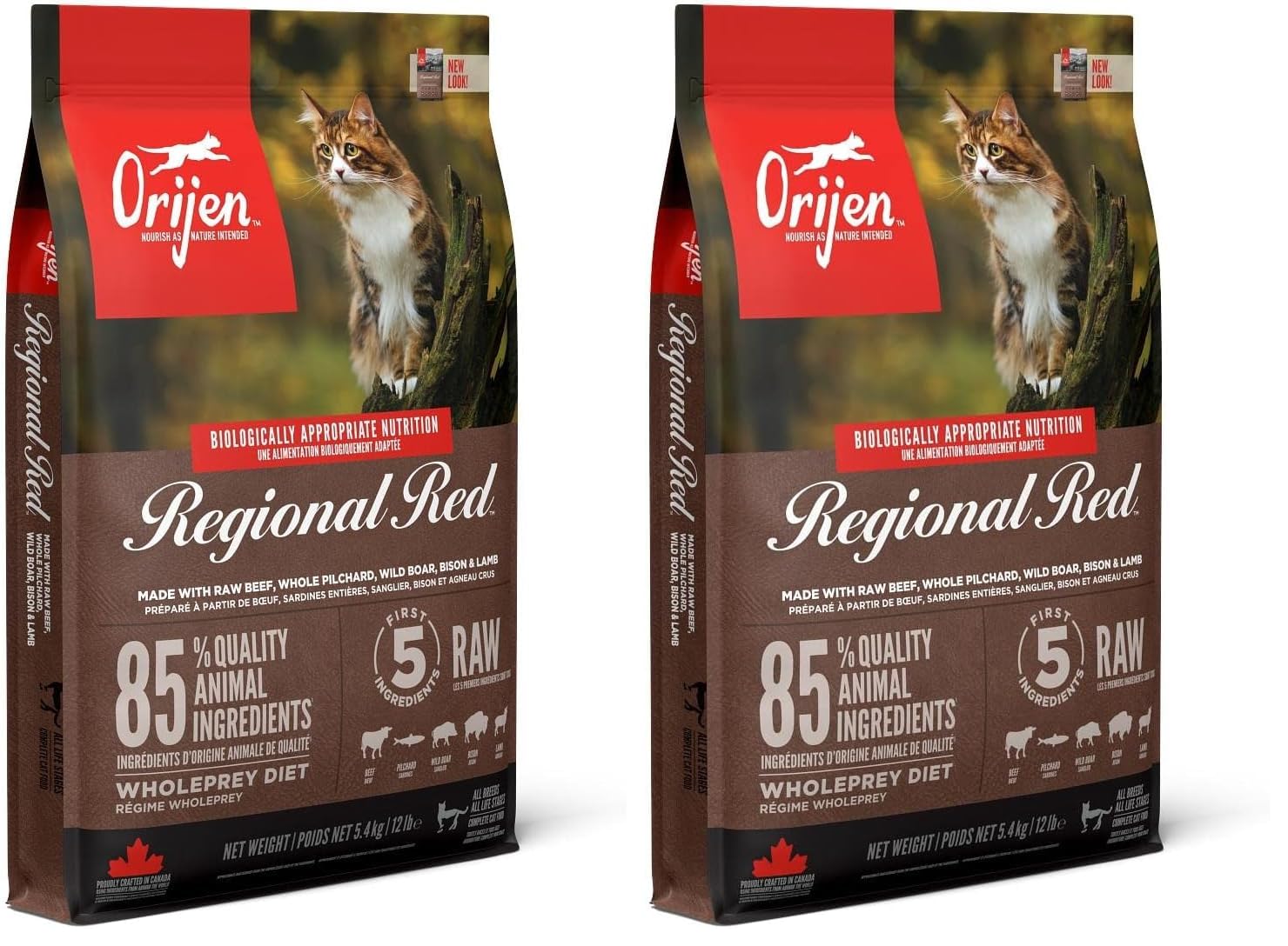 Orijen Regional Red, Karışık Etli, Kedi Maması, 1.8 kg (2 paketi)