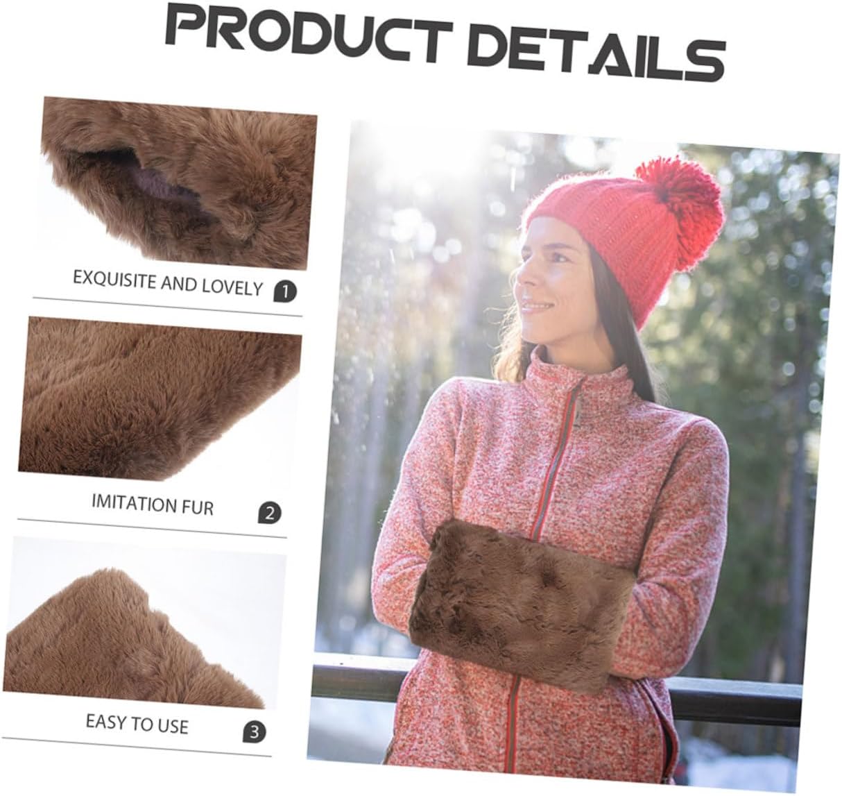 2pcs Faux Fur Hand Muff Warm Cozy Portable Winter Outdoor