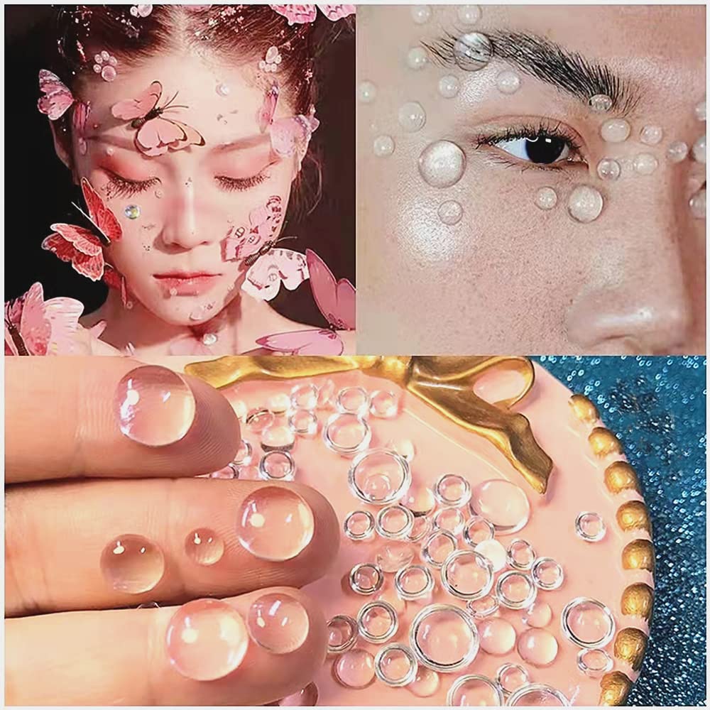 1600 Pieces Clear Dewdrop Water Droplets Embellishments Round Clear Dewdrop Beads Waterdrop Resin Beads for DIY Paper Crafts Cell Phone Case Card Making Decor Scrapbooking Accessories - Image 4