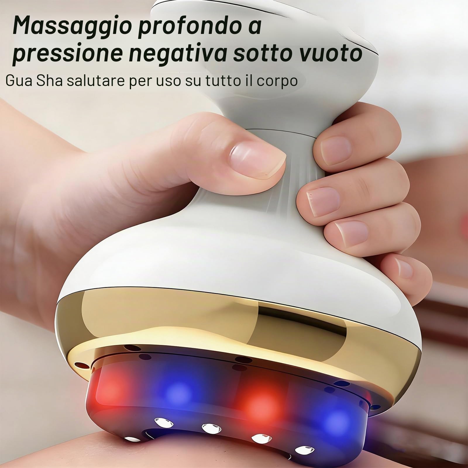 Gua Sha - Massaggiatore elettrico 4 in 1, testa a vuoto con 9 livelli e 9 livelli di riscaldamento, ricaricabile e senza fili, dispositivo per modellare la cellulite e le tensioni muscolari, regalo di