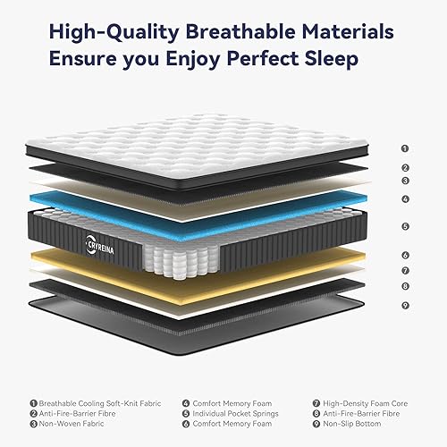 Miniatura 2 de Colchón de tamaño King, colchón King híbrido de 12 pulgadas en caja, resortes ensacados independientes, firmeza media, soporte de borde fuerte,