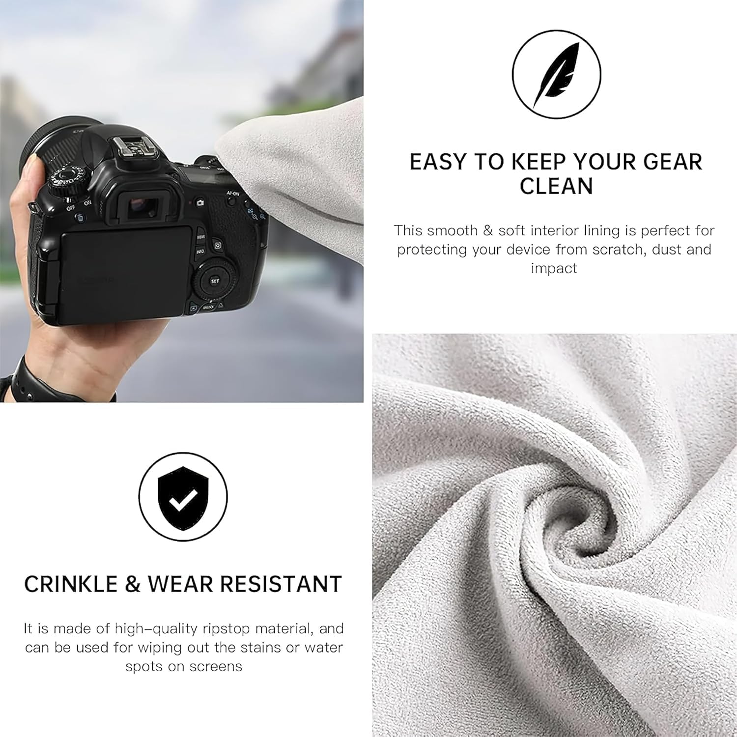 NESTIC Self-Adhesive Magic Cloth Pouch Portable Makeup Bag Electronics & Camera Lens Protector, Laptop Sleeve Portable Cosmetic Bag Multi-Purpose Protective Wrap 4