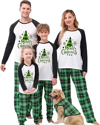CIYCUIT Family Christmas Pjs Matching Sets Reindeer Christmas Pajamas for Family and Dog