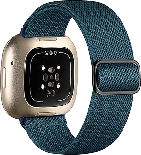 Maledan Elastic Band Compatible with Fitbit Versa 3/ Sense 2/ Sense/Versa 4 Bands for Women Men, Sport Stretchy Breathable Sense 2 & Sense Bands Versa 3 and Versa 4 Watch Straps Replacement Wristband