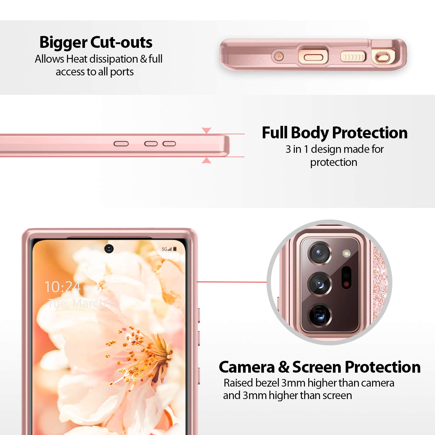 Amazon.com: Coolwee Glitter Full Protective Case for Galaxy Note