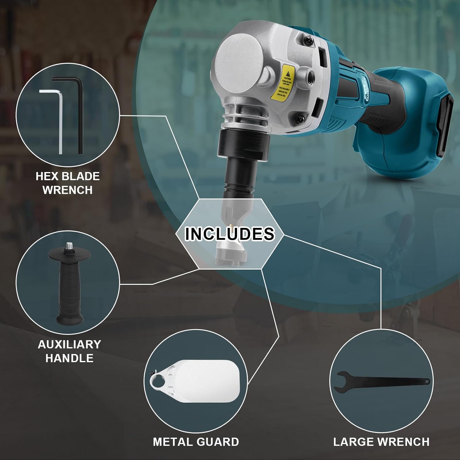 Cordless Metal Nibbler for Makita 18V Battery, 800W Sheet Steel Cutter with 2200RPM Brushless Motor, 360 Degree Rotating Blades for Cutting Stainless Steel, Aluminium, Plastic (Battery not Included)