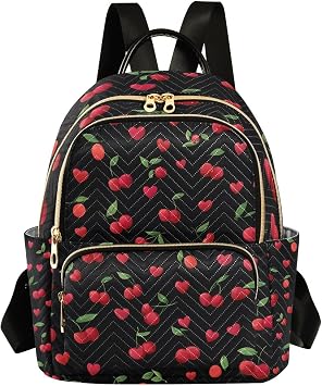 ALAZA Red Cherry Pattern Mini Backpack Purse for Women Travel Bag Lightweight Shoulder Bag Fashion Daypack184