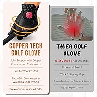 Vista 5 de Copper Tech Plus Ladies Golf Gloves Women (2nd Gen) Copper Compression Joint Support with Flexible & Comfortable Fit Tacky Silicone Pad