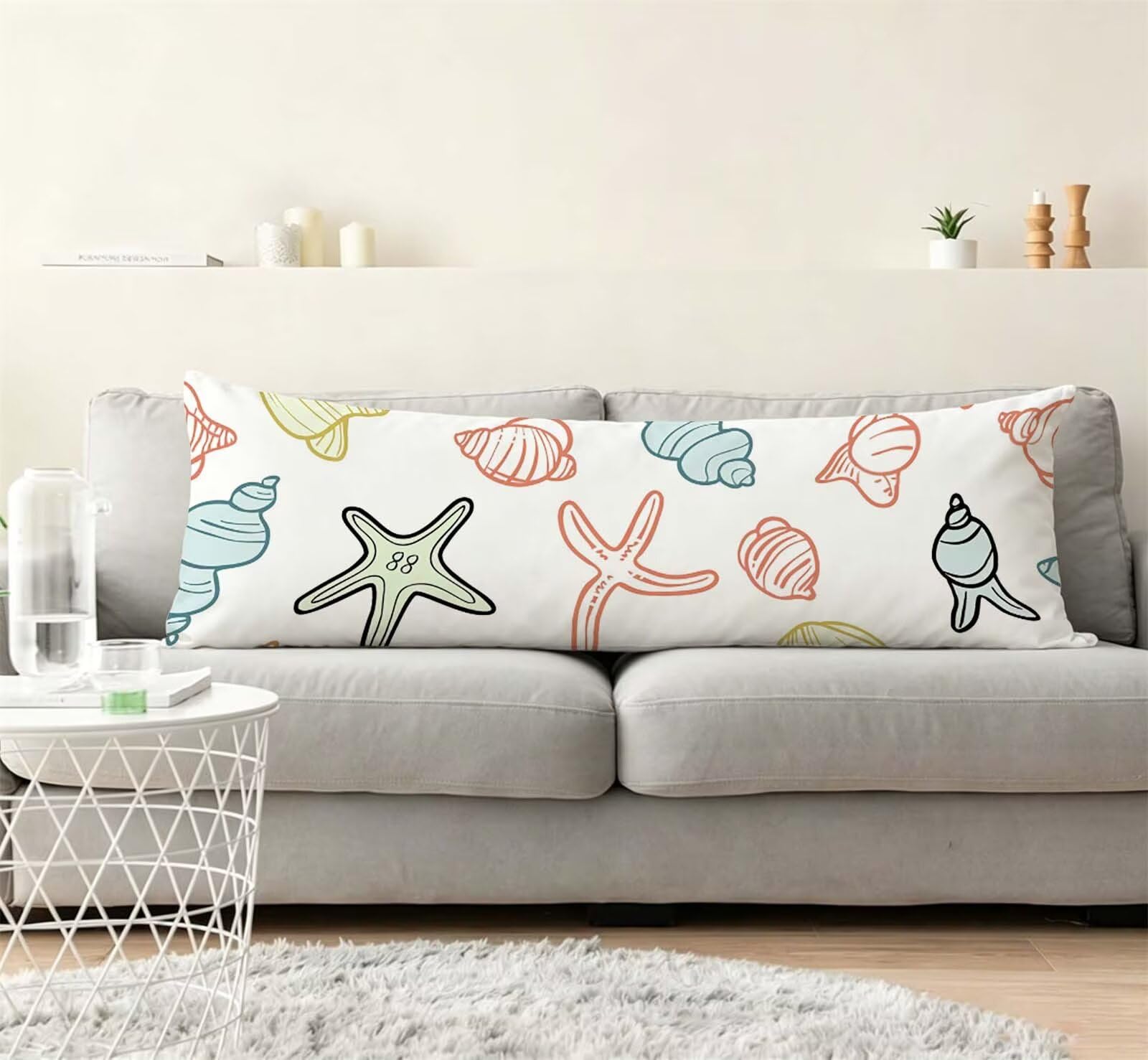 Weiß-10 Seitenschläferkissen bezug 55 x 160 cm Schwangerschaftskissen Samt | Anlage Langes Kissenbezug mit Unsichtbarer Reißverschluss XXL Kissenbezug Komfortkissen für Bett Sofa Deko j-15