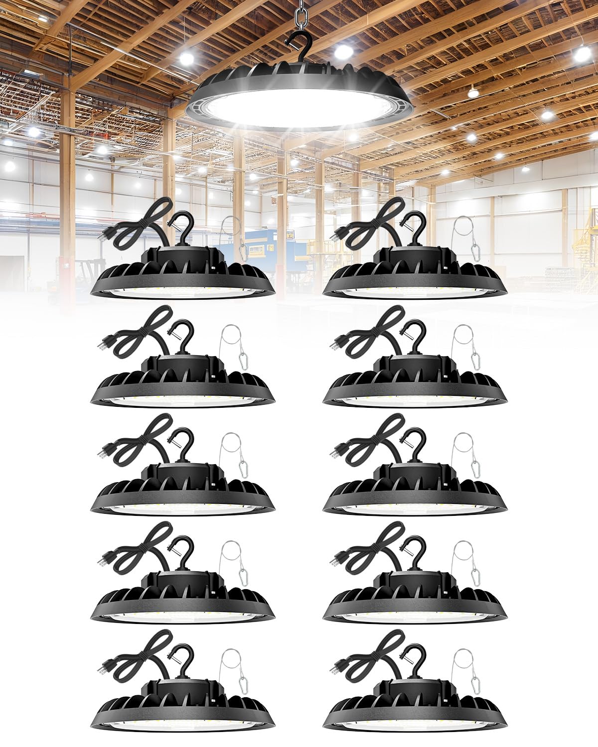 VOLISUN 10 Pack UFO Led High Bay Light 22 500LM 150W 5000K Daylight 100-277V High Bay Led Shop