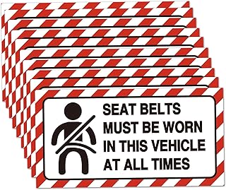 10 Pack Seat Belts Must Be Worn In This Vehicle Sign Stickers for Car,4x2 Inch Viny Labels Stickers,Reminder for Car Van Truck Taxi.