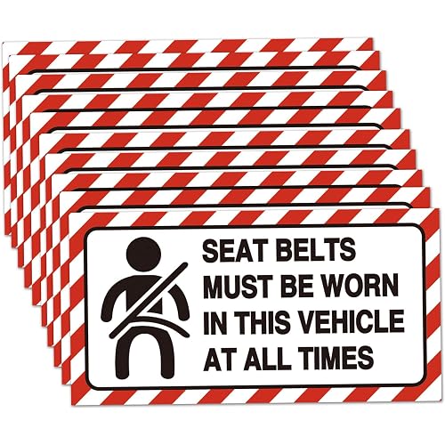 10 Pack Seat Belts Must Be Worn in This Vehicle Sign Stickers for Car,4x2 Inch Viny Labels Stickers,Reminder for Car Van Truck Taxi.
