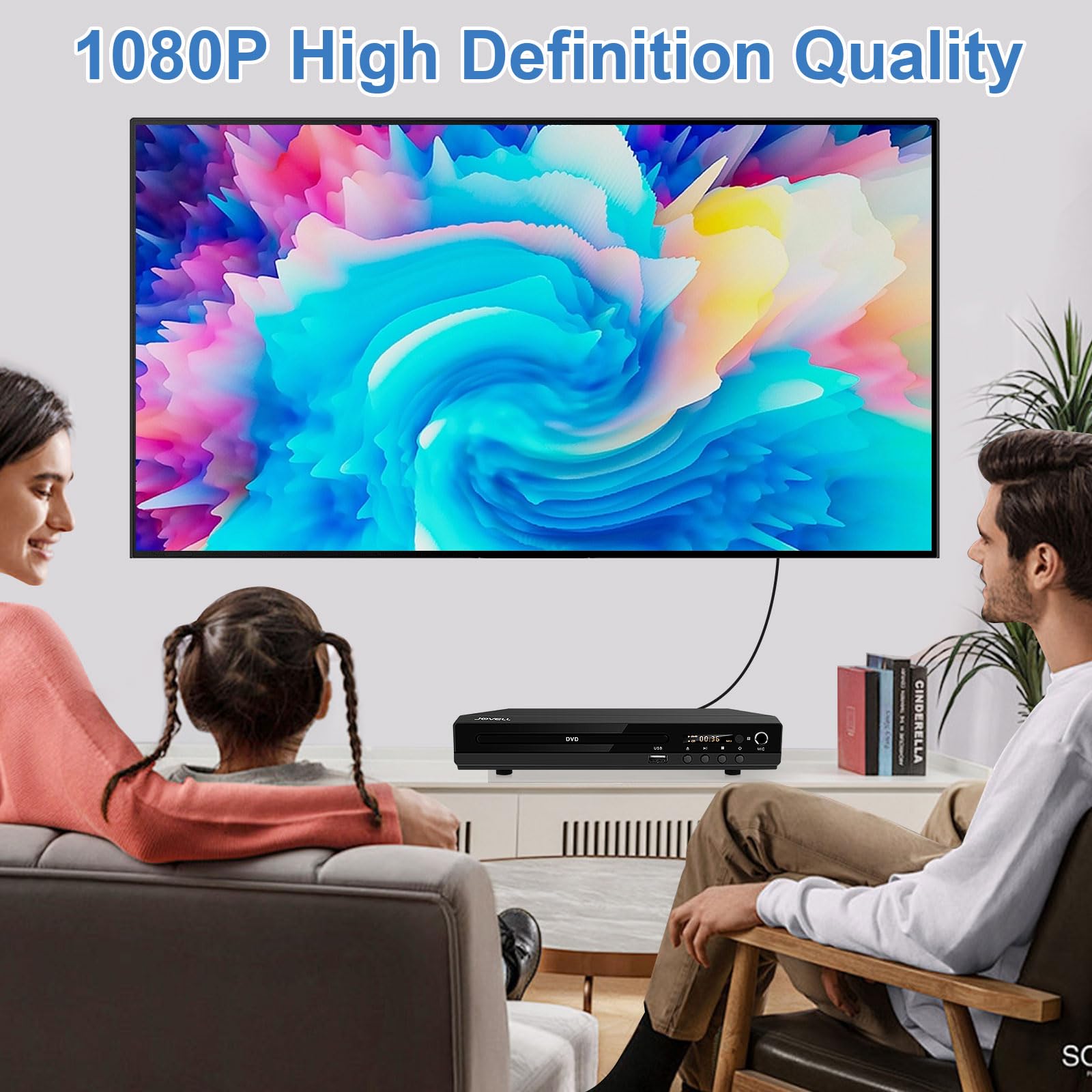 170 DVD-Player mit Scart-Anschluss, Regionenfreier HD-DVD-CD-Player 1080P mit HDMI-Ausgang AV-Ausgang, Integriertem PAL NTSC-TV-System, Unterstützt MIC-Eingang, USB-Eingang (mit Scart)