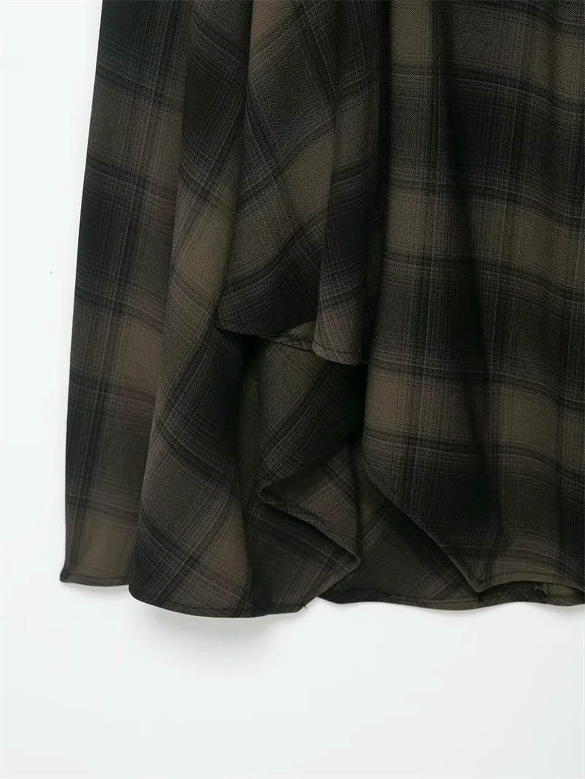 Gonna Lunga Longuette A Pieghe Scozzese Stile Autunnale da Donna, Moda Casual Versatile-Come L'Immagine-m