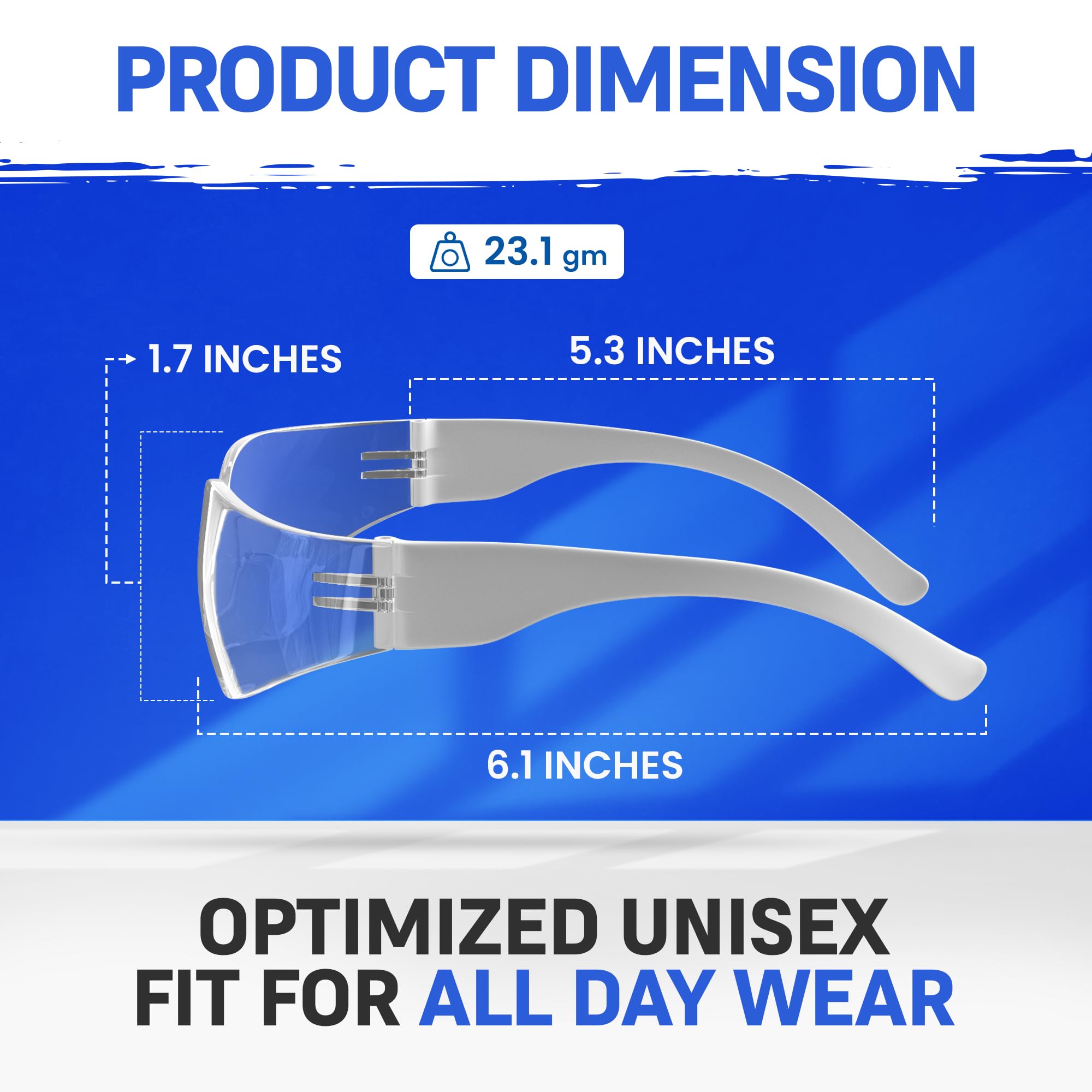 Resistente azul lector gafas de seguridad, color transparente, 2.0 Diopter Strength, 1 Pair - 2.0 Dopter