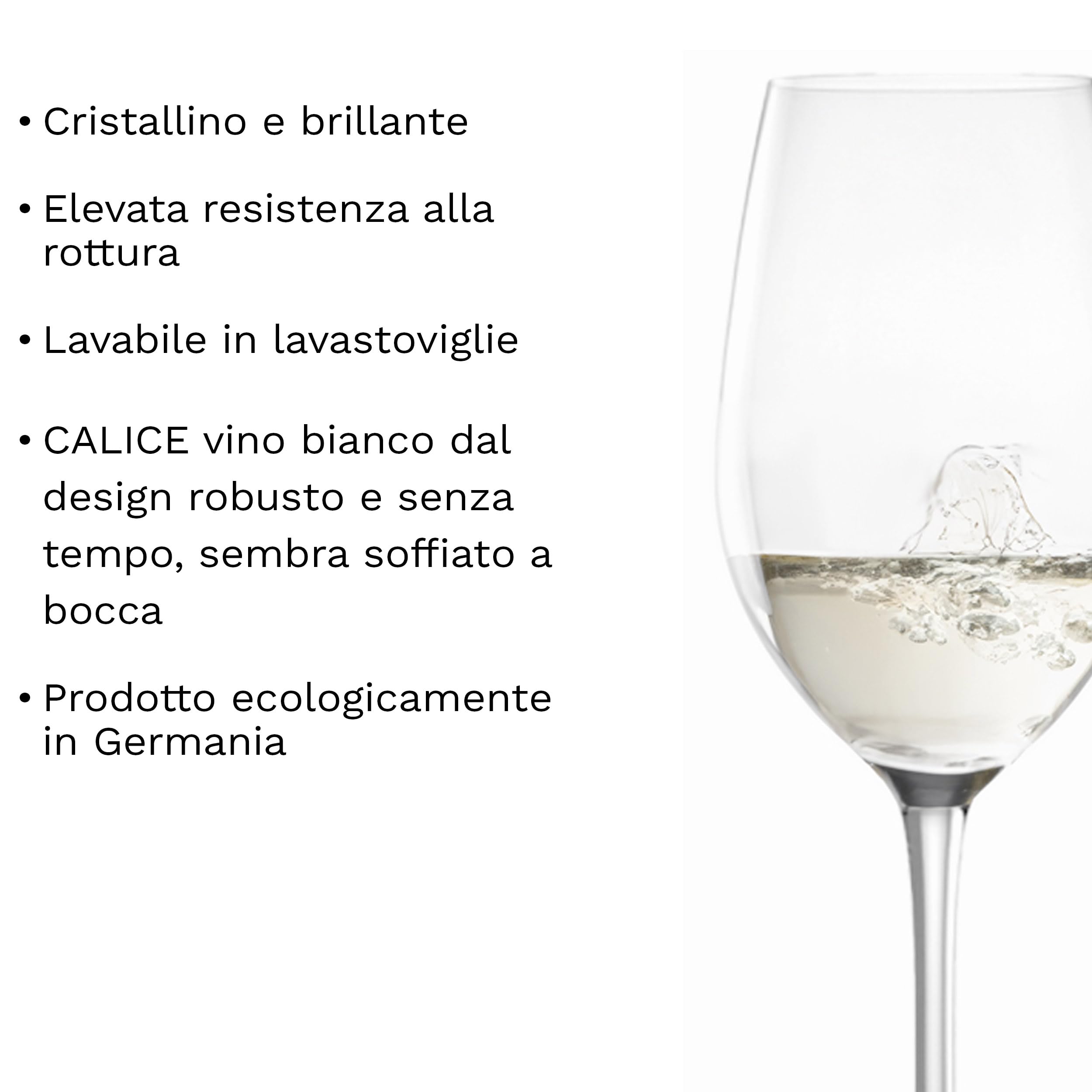 Stölzle Lausitz Bicchieri da Vino Bianco Event Set di 6, 360 ml – Calici in Cristallo Eleganti per Vini Bianchi e Rossi Medi – Lavabili, Resistenti, Made in Germany