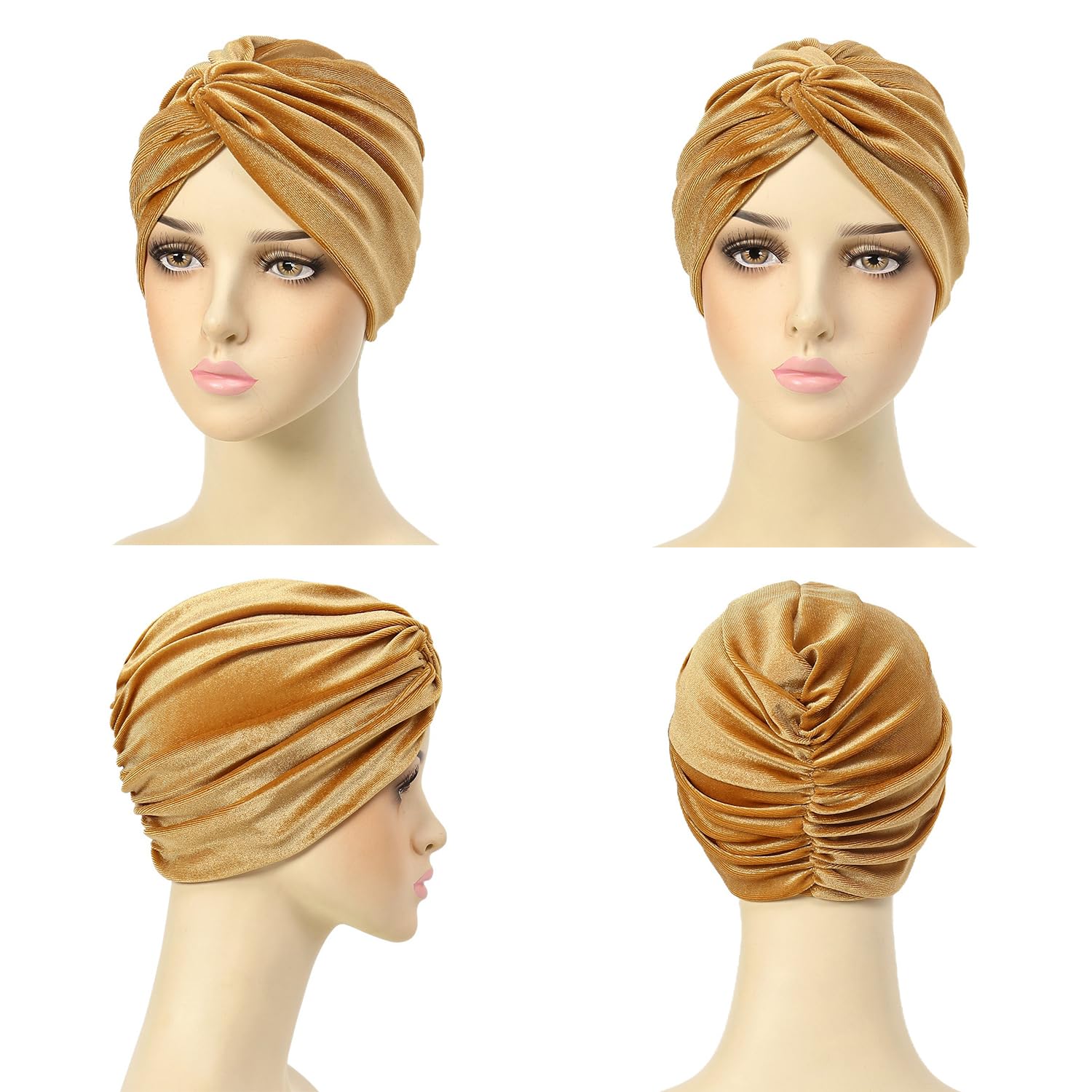 1 gorro de turbante elástico de terciopelo para mujer, gorro de turbante para mujer, gorro turbante de terciopelo, suave, cálido, turbante para la cabeza, tocado para el pelo, color azul marino