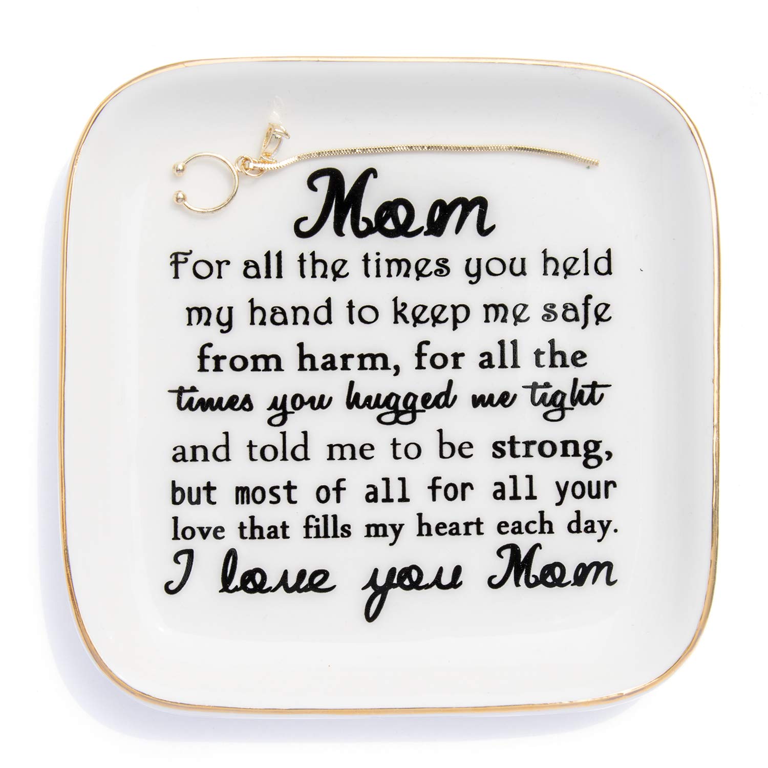 PUDDING CABIN Gifts for Mom Mother’s Day Ring Dish “I Love You Mom” Mom Gifts for Mother’s Day Birthday Mom Gifts Unique Mom Trinket Dish