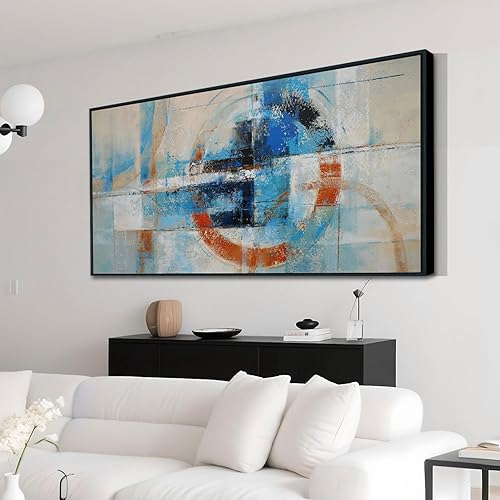 Miniatura 14 de Anolyfi Lienzo texturizado enmarcado botánico para sala de estar, pintura estética moderna de flores de salvia, arte de pared grande enmarcado para